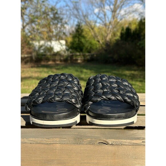 SAM EDELMAN Ainslie Black Braided Woven Slip-On Slide Sandals - Size 8.5 - Picture 9 of 14